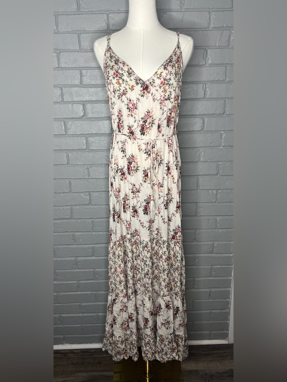 lovestitch Cream Maxi Dress with Pink Floral Print